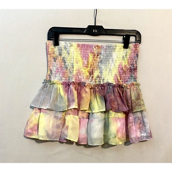 Skylar + Madison Dresses & Skirts - Skylar Madison Smocked Ruffled Tiered Mini Skirt Sz L Large Rainbow Colored NWT